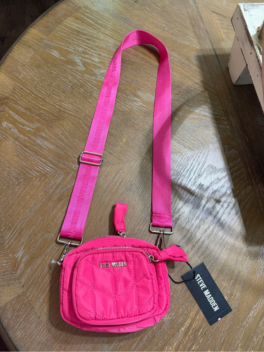 Steve Madden Hot Pink Quilted Mini Crossbody Bag